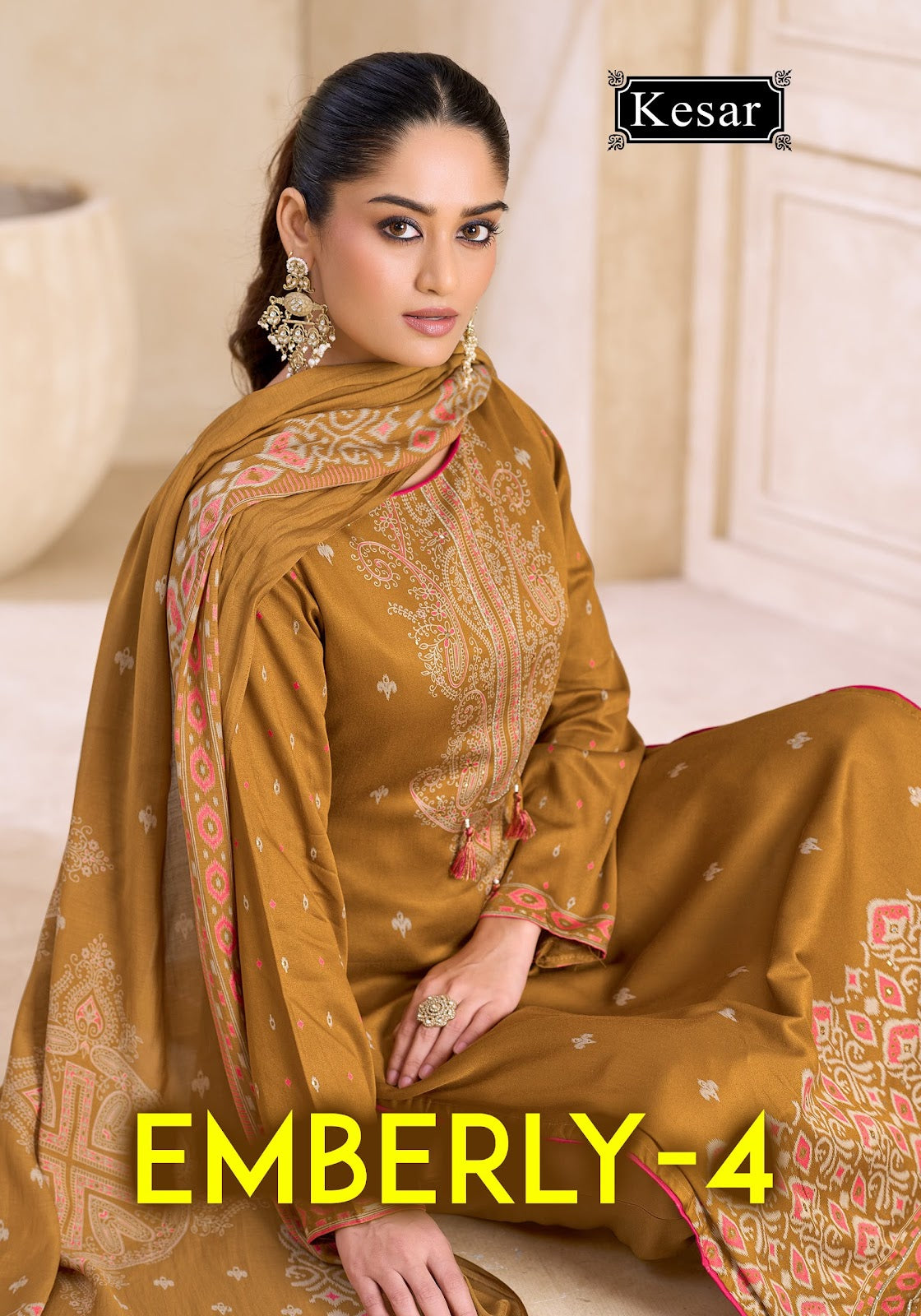 Emberly 4 Kesar Gaji Satin Karachi Salwar Suits Wholesale Price
