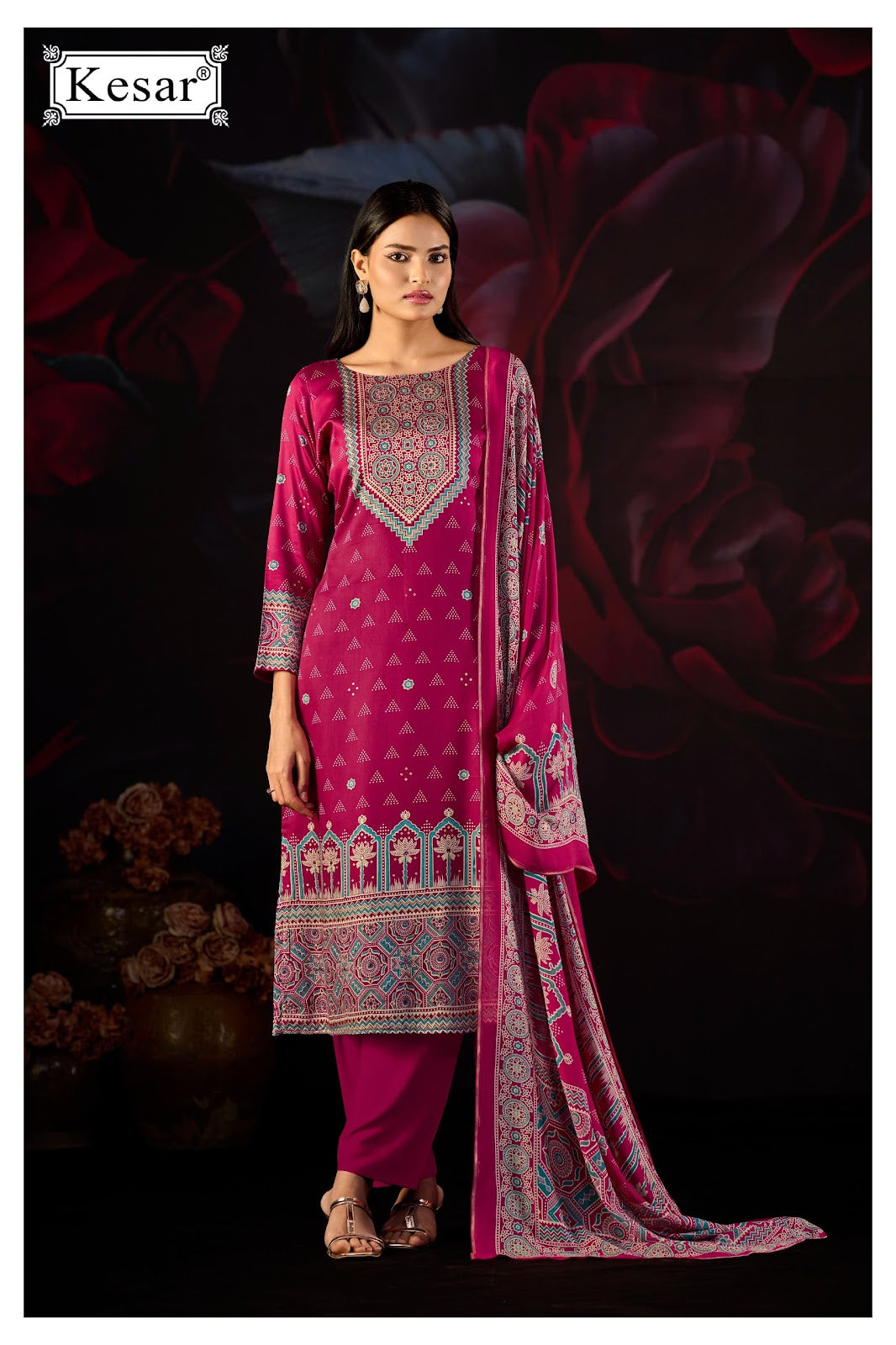 Emberly Kesar Gaji Satin Karachi Salwar Suits Supplier Ahmedabad