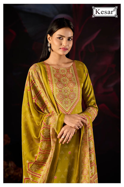Emberly Kesar Gaji Satin Karachi Salwar Suits Supplier Ahmedabad