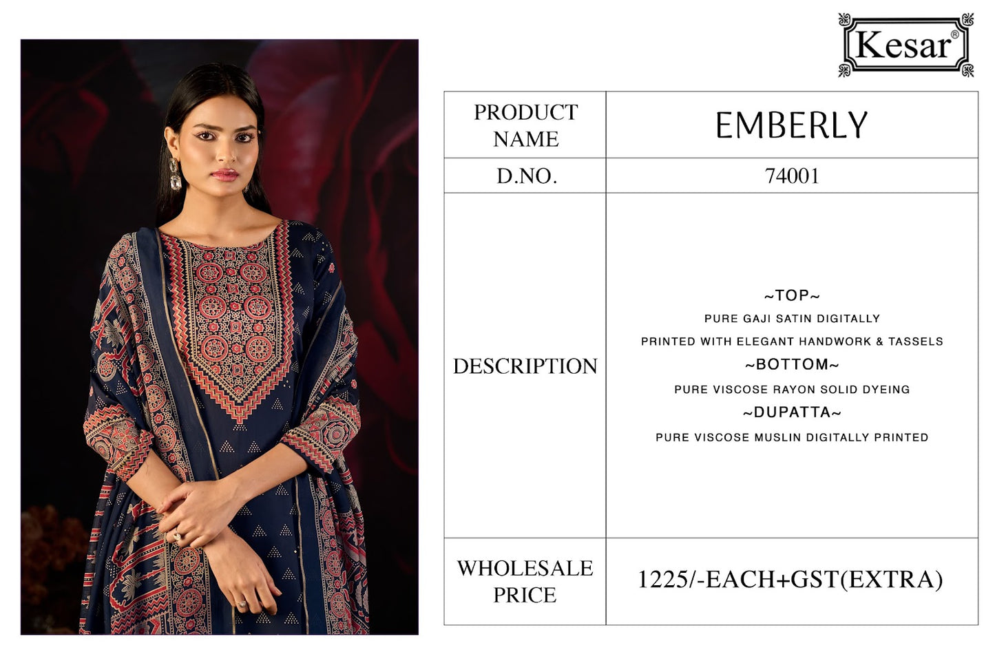 Emberly Kesar Gaji Satin Karachi Salwar Suits Supplier Ahmedabad