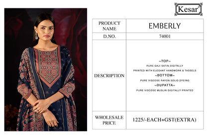 Emberly Kesar Gaji Satin Karachi Salwar Suits Supplier Ahmedabad