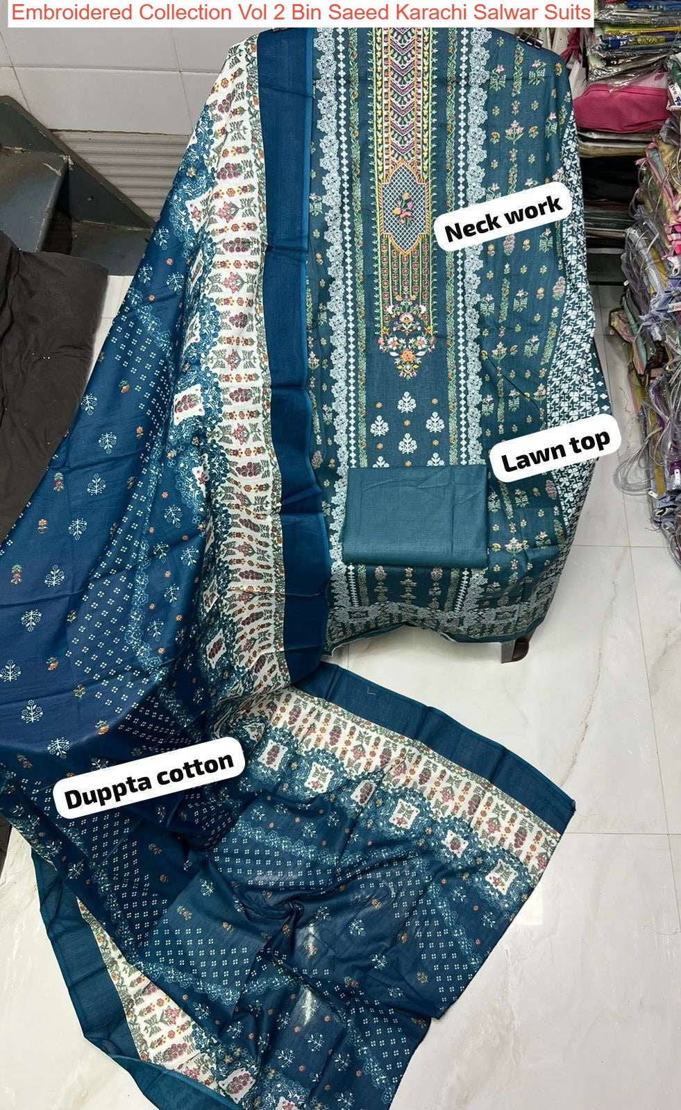 Embroidered Collection Vol 2 Bin Saeed Lawn Cotton Karachi Salwar Suits Exporter Ahmedabad