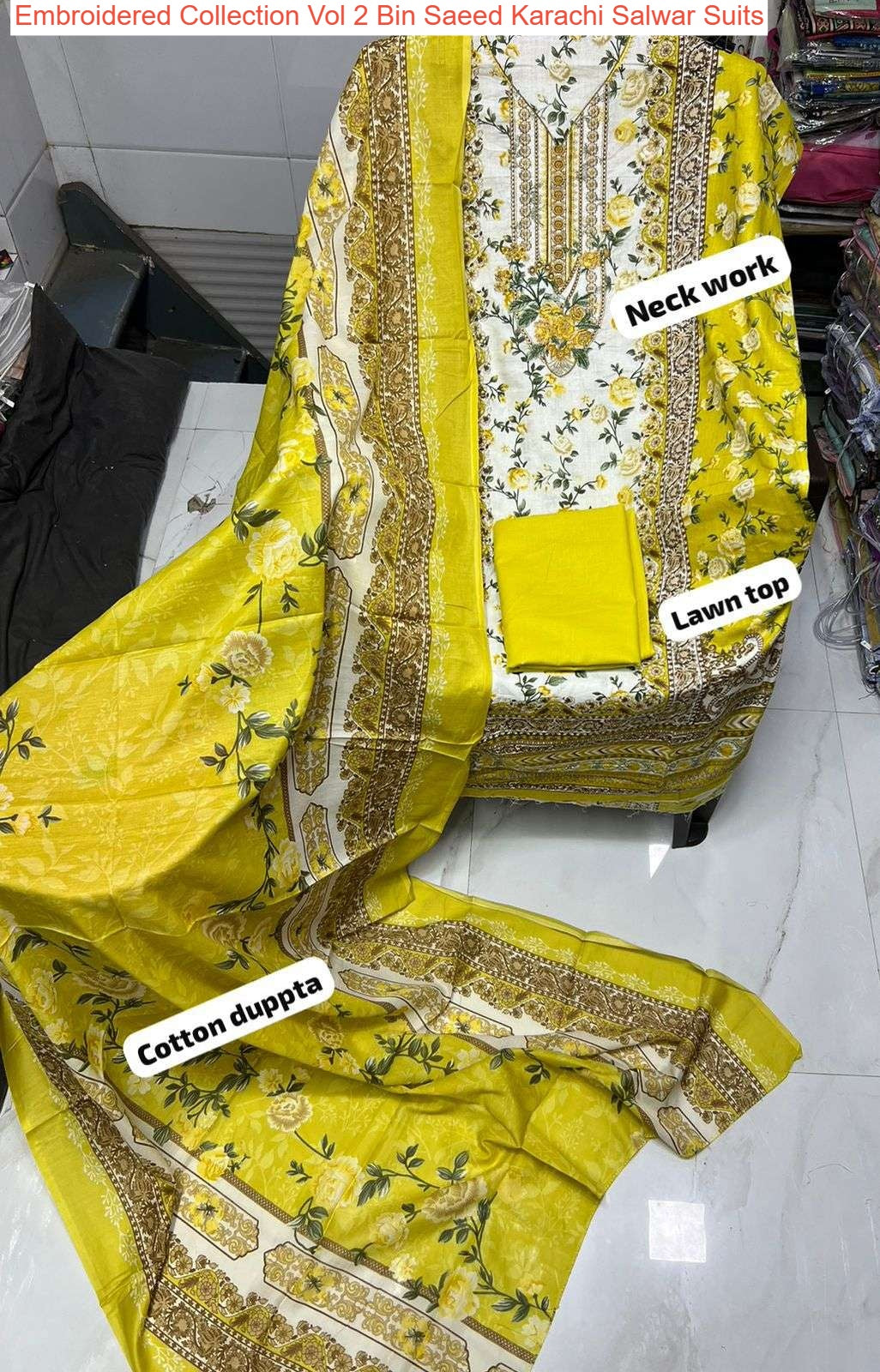 Embroidered Collection Vol 2 Bin Saeed Lawn Cotton Karachi Salwar Suits Exporter Ahmedabad