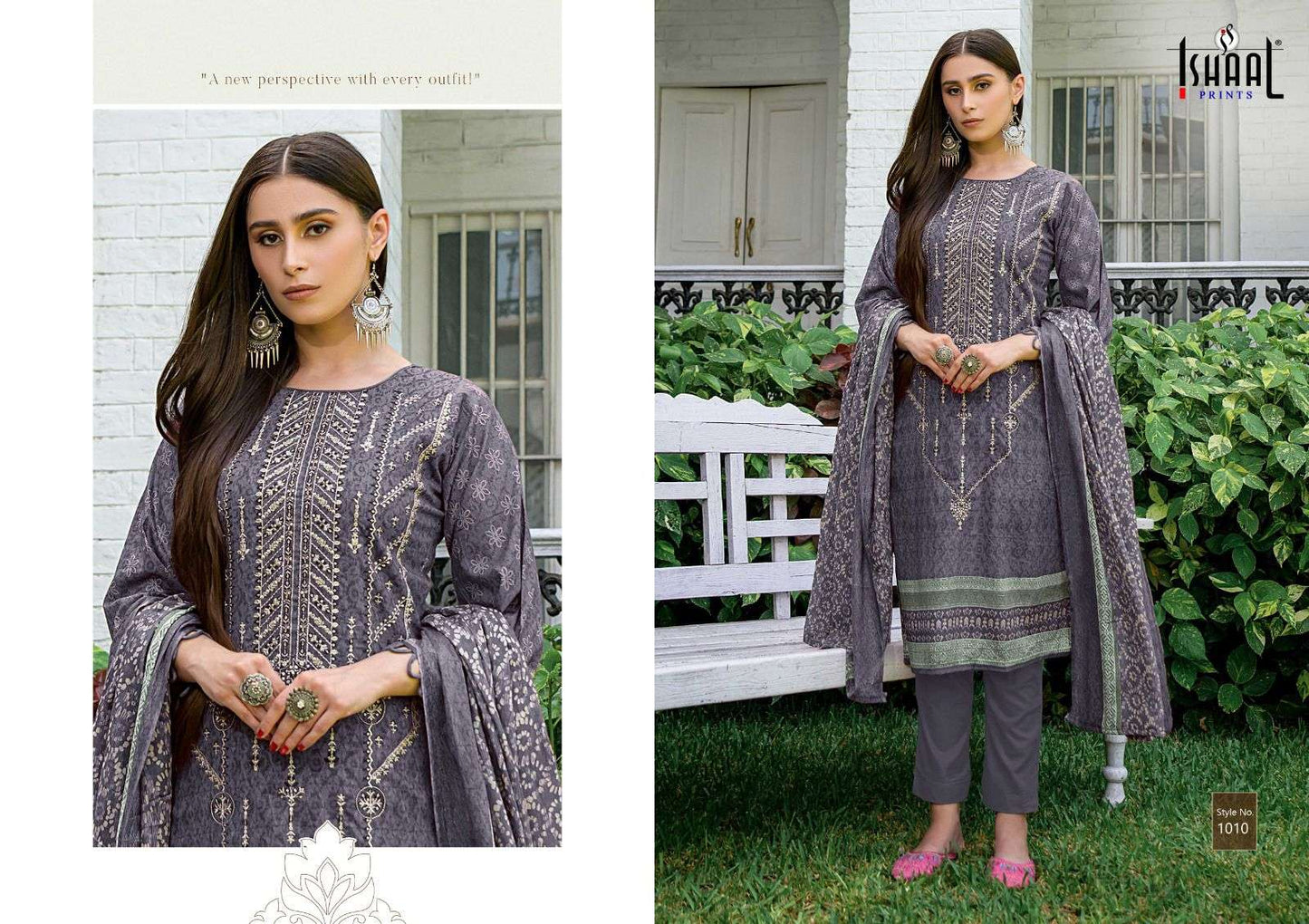 Embroidered Combo 2024 Ishaal Prints Lawn Karachi Salwar Suits Exporter Gujarat