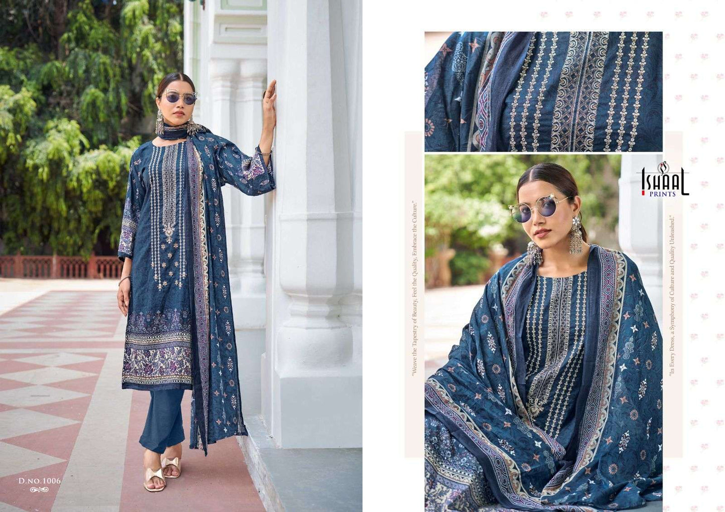 Embroidered Combo 2024 Ishaal Prints Lawn Karachi Salwar Suits Exporter Gujarat