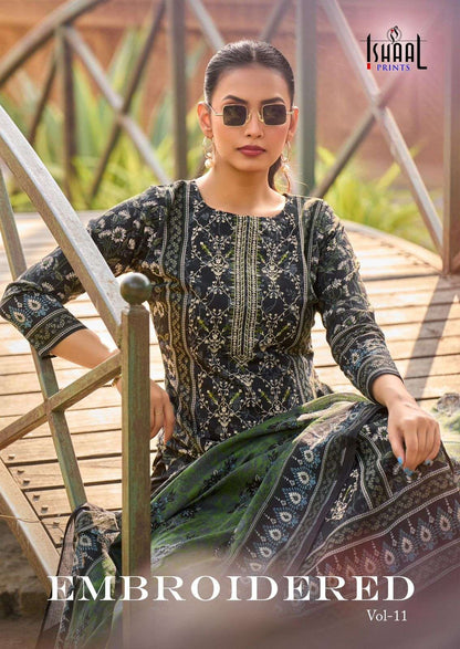 Embroidered Vol 11 Ishaal Prints Lawn Karachi Salwar Suits Supplier India