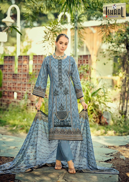 Embroidered Vol 17 Ishaal Prints Pure Lawn Karachi Salwar Suits Wholesale Rate