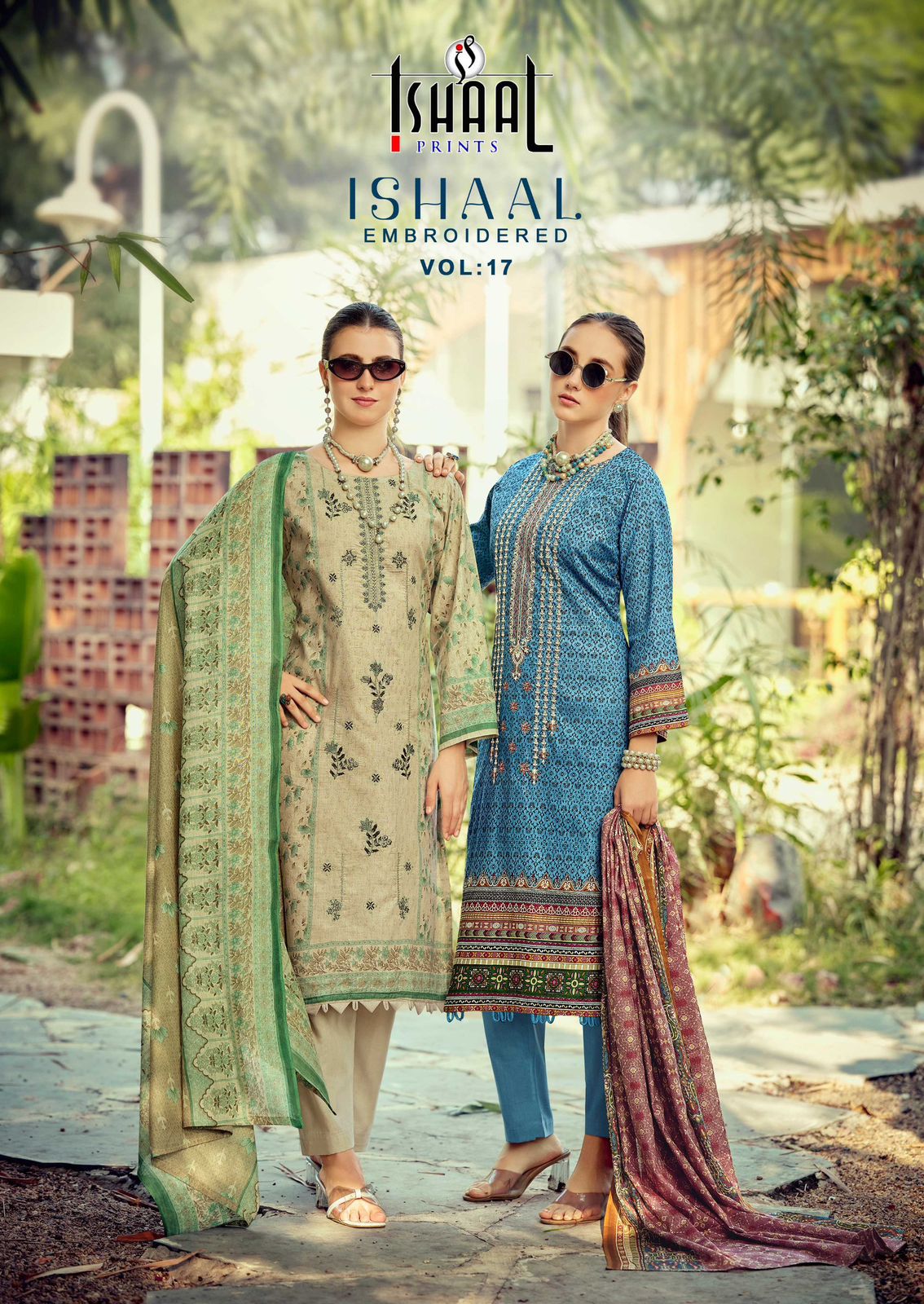 Embroidered Vol 17 Ishaal Prints Pure Lawn Karachi Salwar Suits Wholesale Rate