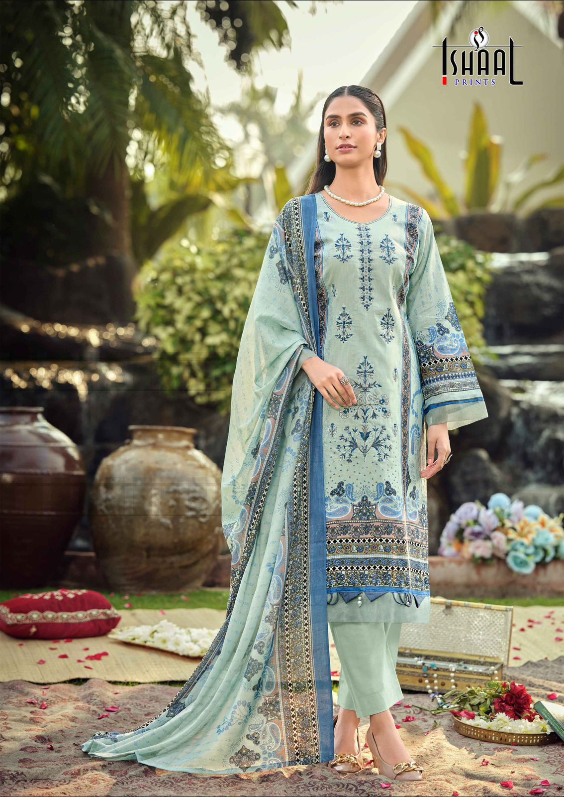 Embroidered Vol 18 Ishaal Prints Pure Lawn Karachi Salwar Suits Manufacturer Ahmedabad