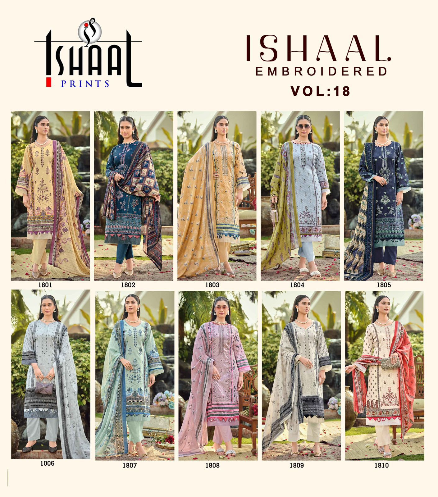 Embroidered Vol 18 Ishaal Prints Pure Lawn Karachi Salwar Suits Manufacturer Ahmedabad