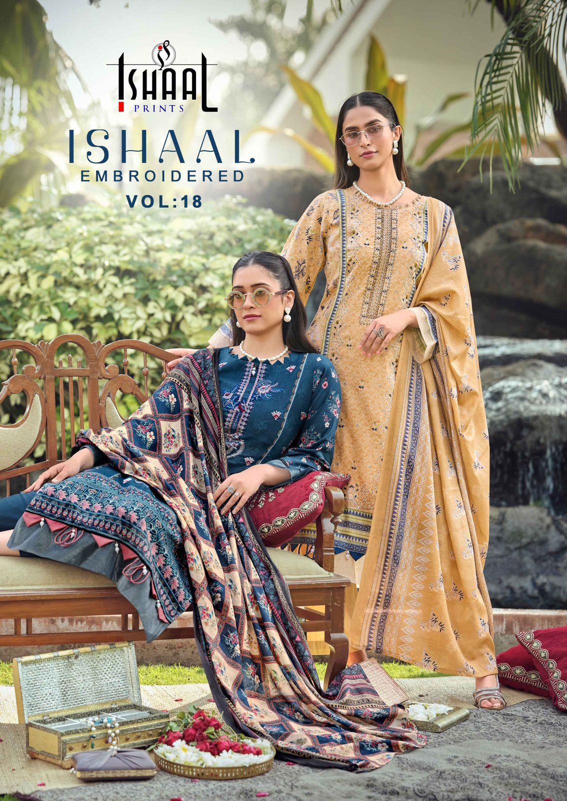 Embroidered Vol 18 Ishaal Prints Pure Lawn Karachi Salwar Suits Manufacturer Ahmedabad