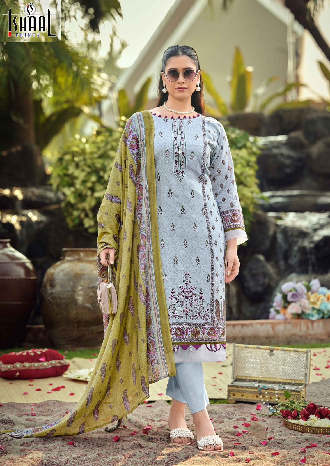 Embroidered Vol 18 Ishaal Prints Pure Lawn Karachi Salwar Suits Manufacturer Ahmedabad