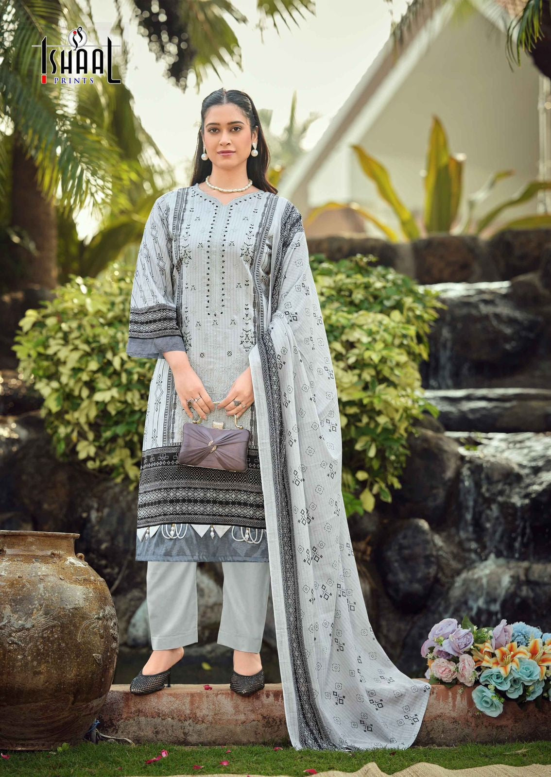 Embroidered Vol 18 Ishaal Prints Pure Lawn Karachi Salwar Suits Manufacturer Ahmedabad
