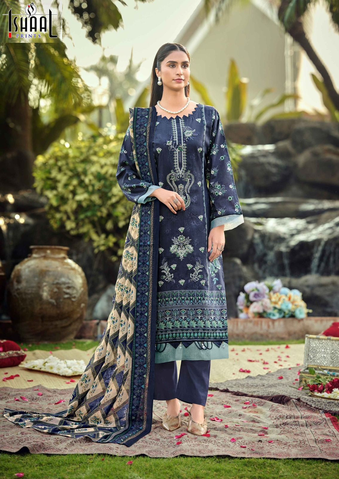 Embroidered Vol 18 Ishaal Prints Pure Lawn Karachi Salwar Suits Manufacturer Ahmedabad