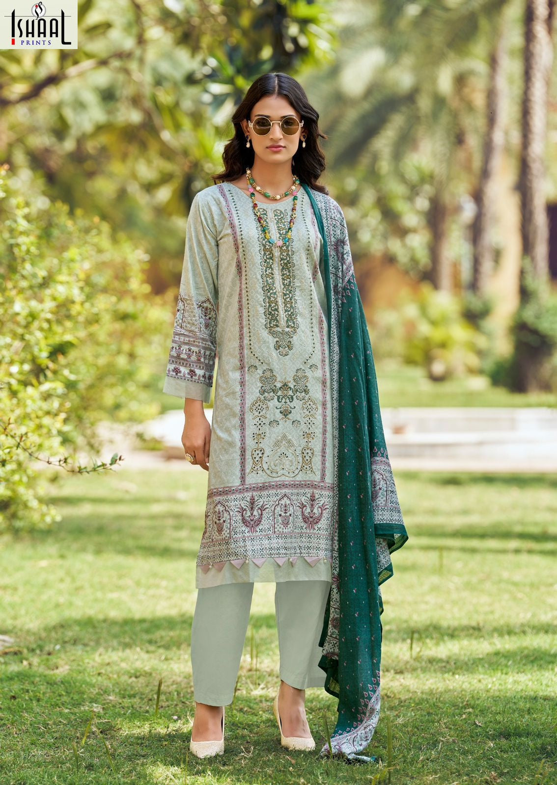 Embroidered Vol 19 Ishaal Prints Pure Lawn Karachi Salwar Suits Exporter India
