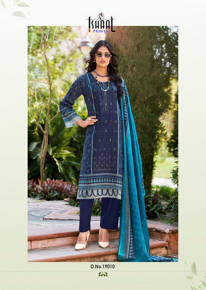 Embroidered Vol 19 Ishaal Prints Pure Lawn Karachi Salwar Suits Exporter India