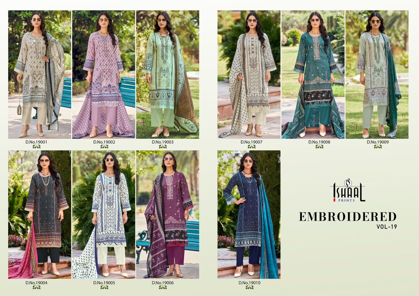 Embroidered Vol 19 Ishaal Prints Pure Lawn Karachi Salwar Suits Exporter India