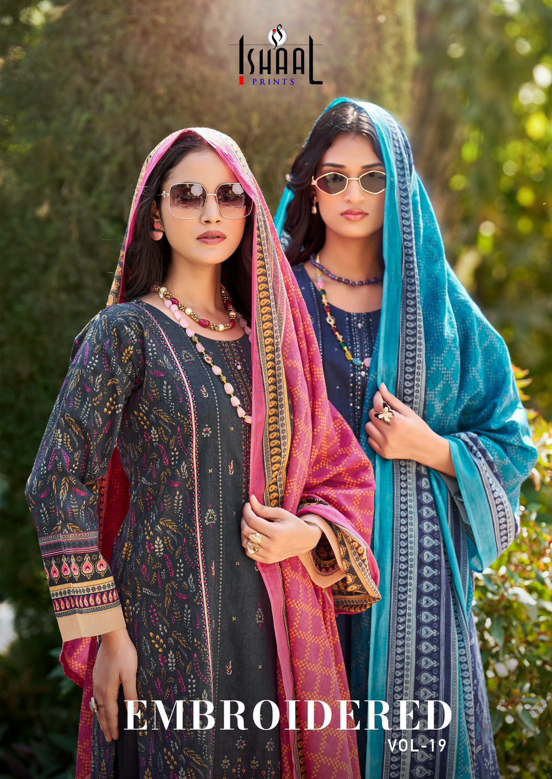 Embroidered Vol 19 Ishaal Prints Pure Lawn Karachi Salwar Suits Exporter India