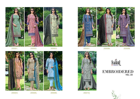 Embroidered Vol 20 Ishaal Prints Lawn Karachi Salwar Suits Manufacturer Ahmedabad