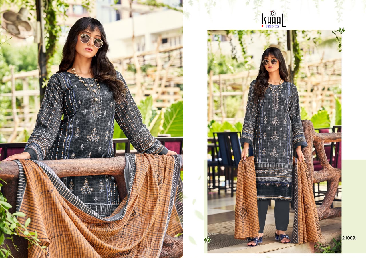 Embroidered Vol 21 Ishaal Prints Lawn Karachi Salwar Suits Manufacturer