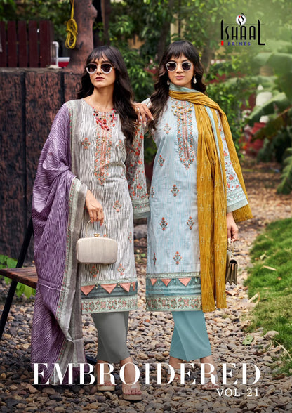Embroidered Vol 21 Ishaal Prints Lawn Karachi Salwar Suits Manufacturer