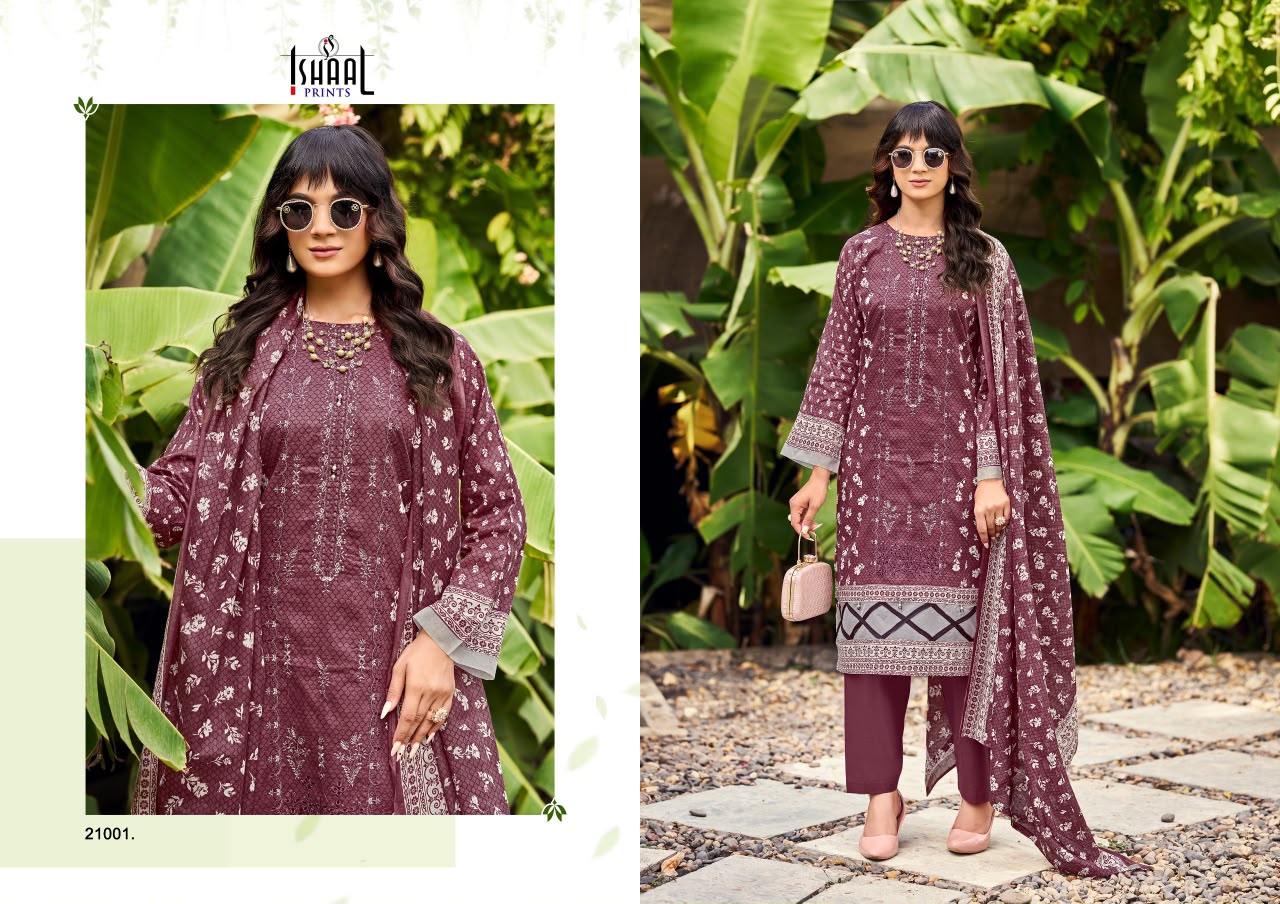 Embroidered Vol 21 Ishaal Prints Lawn Karachi Salwar Suits Manufacturer