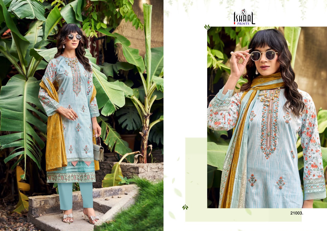 Embroidered Vol 21 Ishaal Prints Lawn Karachi Salwar Suits Manufacturer