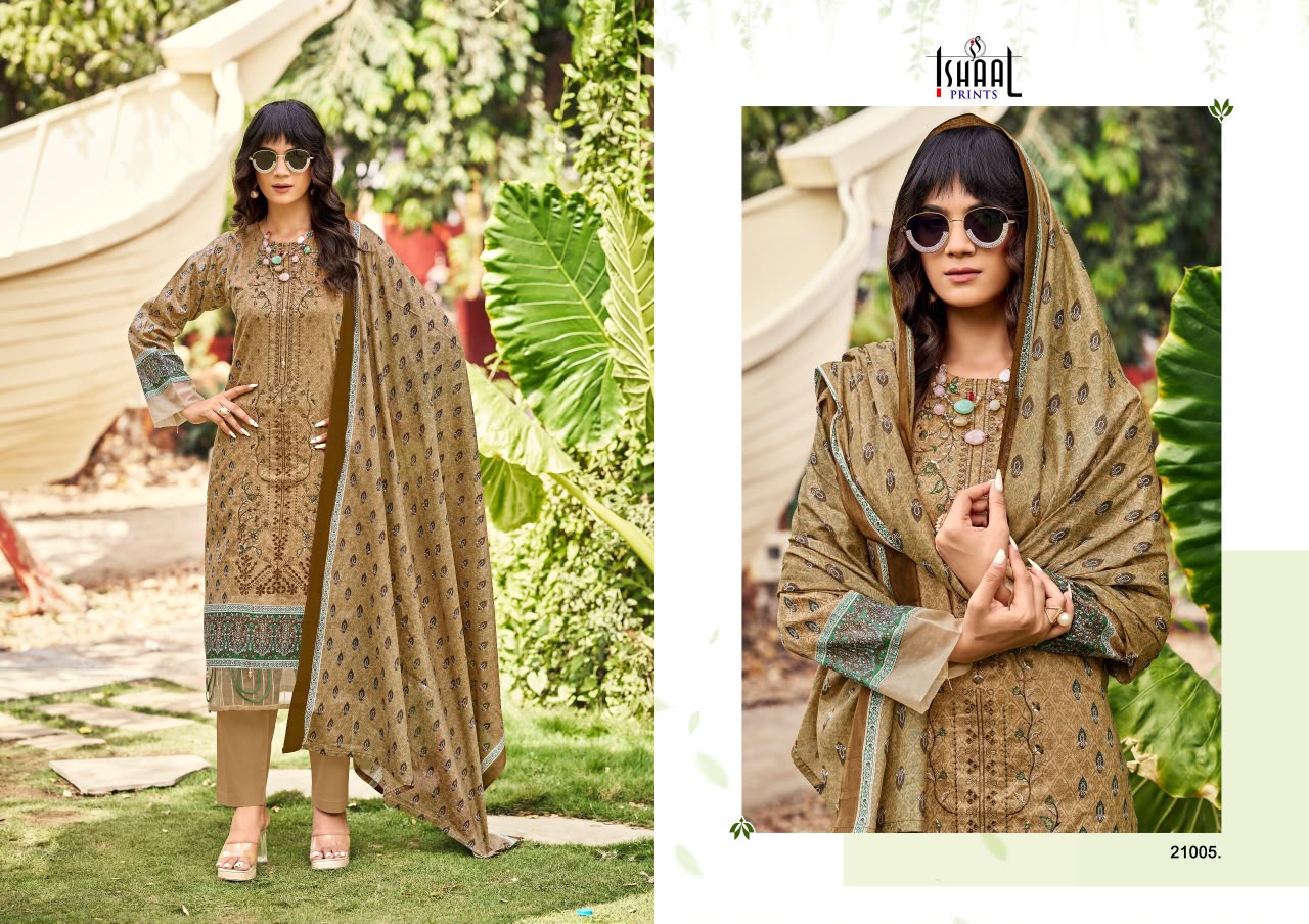 Embroidered Vol 21 Ishaal Prints Lawn Karachi Salwar Suits Manufacturer