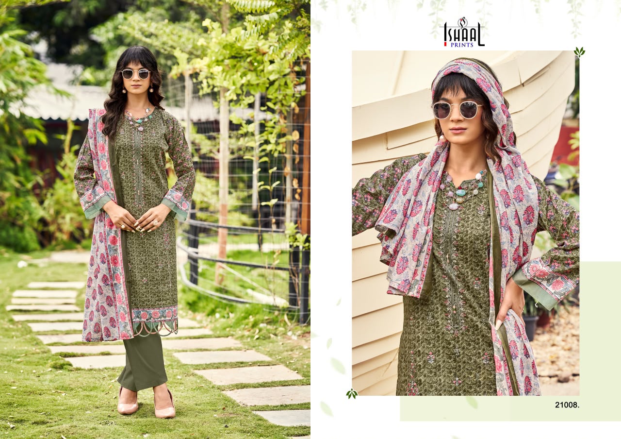 Embroidered Vol 21 Ishaal Prints Lawn Karachi Salwar Suits Manufacturer