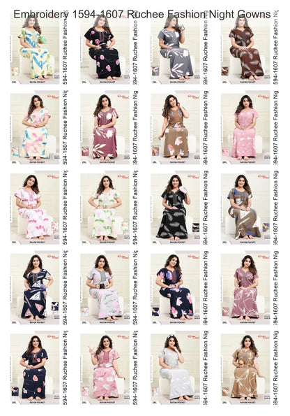 Embroidery 1594-1607 Ruchee Fashion Rayon Night Gowns Supplier