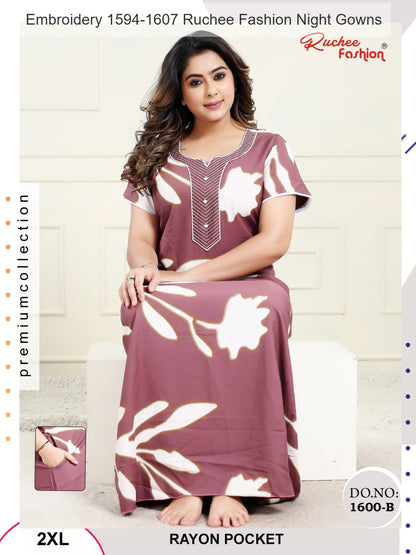 Embroidery 1594-1607 Ruchee Fashion Rayon Night Gowns Supplier