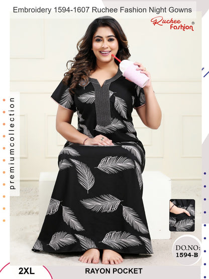 Embroidery 1594-1607 Ruchee Fashion Rayon Night Gowns Supplier