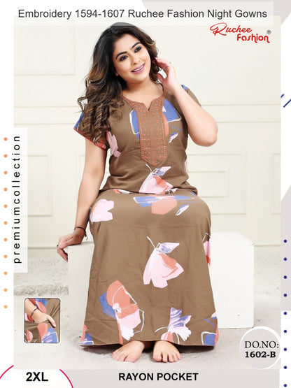 Embroidery 1594-1607 Ruchee Fashion Rayon Night Gowns Supplier