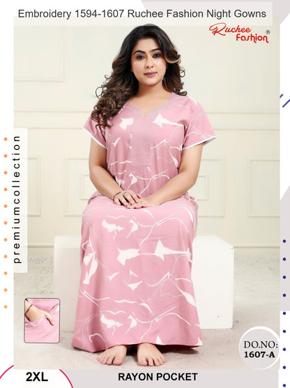 Embroidery 1594-1607 Ruchee Fashion Rayon Night Gowns Supplier