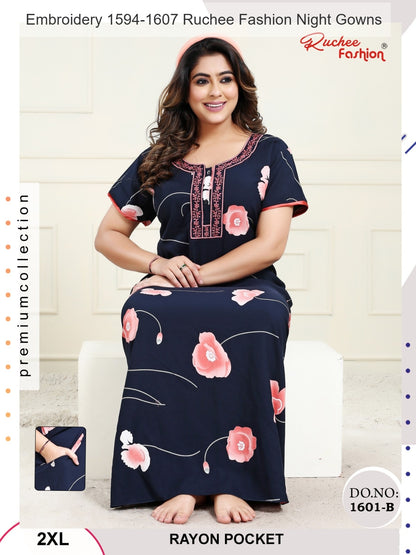 Embroidery 1594-1607 Ruchee Fashion Rayon Night Gowns Supplier