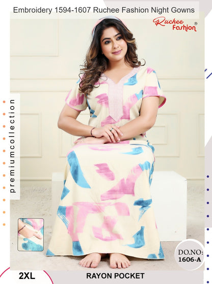 Embroidery 1594-1607 Ruchee Fashion Rayon Night Gowns Supplier