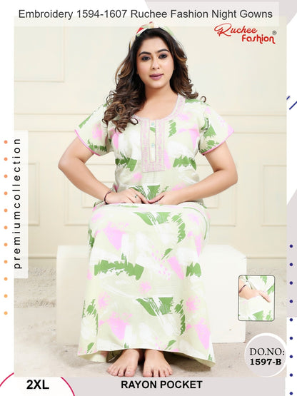 Embroidery 1594-1607 Ruchee Fashion Rayon Night Gowns Supplier