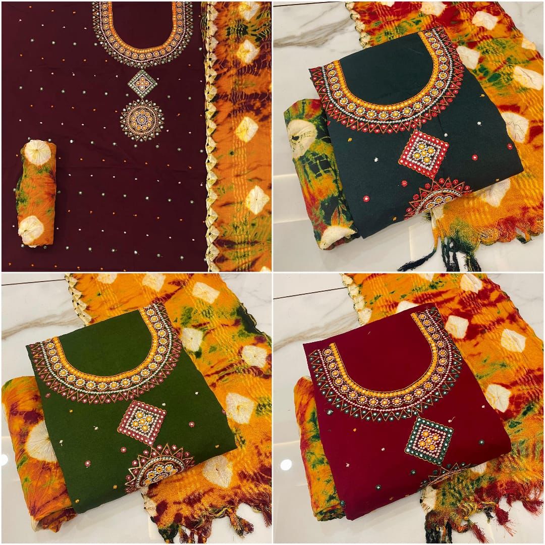 Embroidery Neck Balajit Rayon 14Kg Salwar Suits Exporter Gujarat