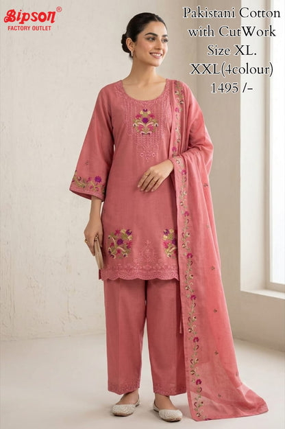 Embroidery Work 0807 Bipson Prints Cotton Pakistani Readymade Suits Wholesaler India