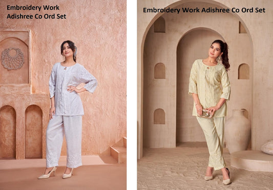 Embroidery Work Adishree Cotton Co Ord Set Supplier