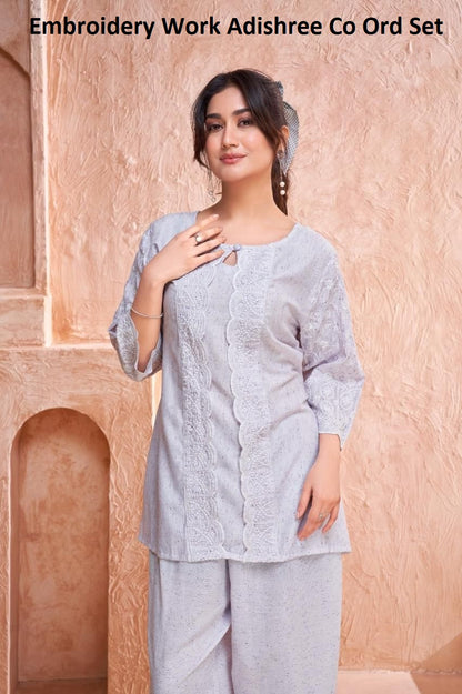Embroidery Work Adishree Cotton Co Ord Set Supplier
