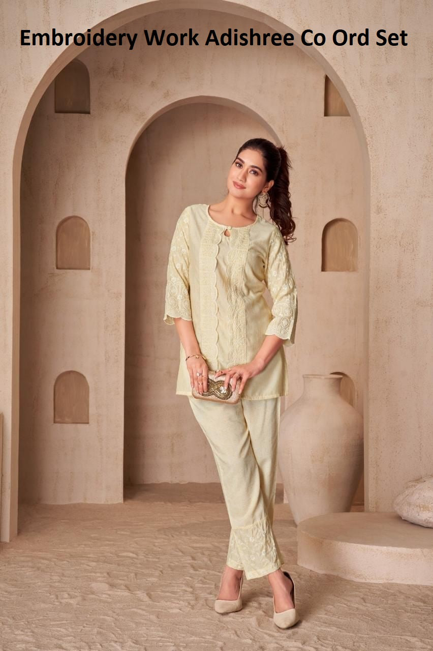 Embroidery Work Adishree Cotton Co Ord Set Supplier