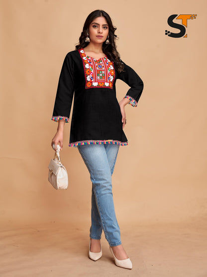 Embroidery Work Salas Cotton Fancy Tops Manufacturer Gujarat