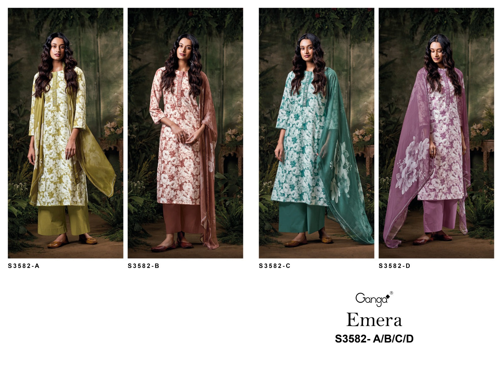 Emera 3582 Ganga Premium Cotton Plazzo Style Suits Wholesaler Gujarat