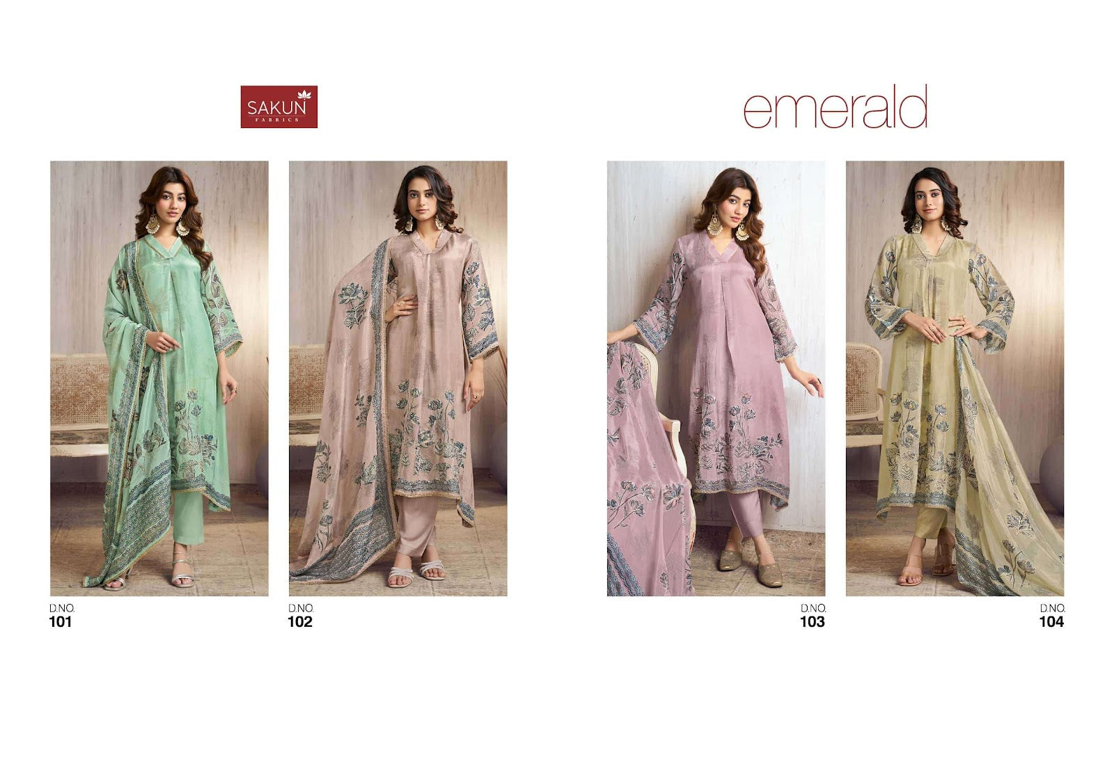 Emerald Sakun Silk Pant Style Suits Manufacturer Gujarat