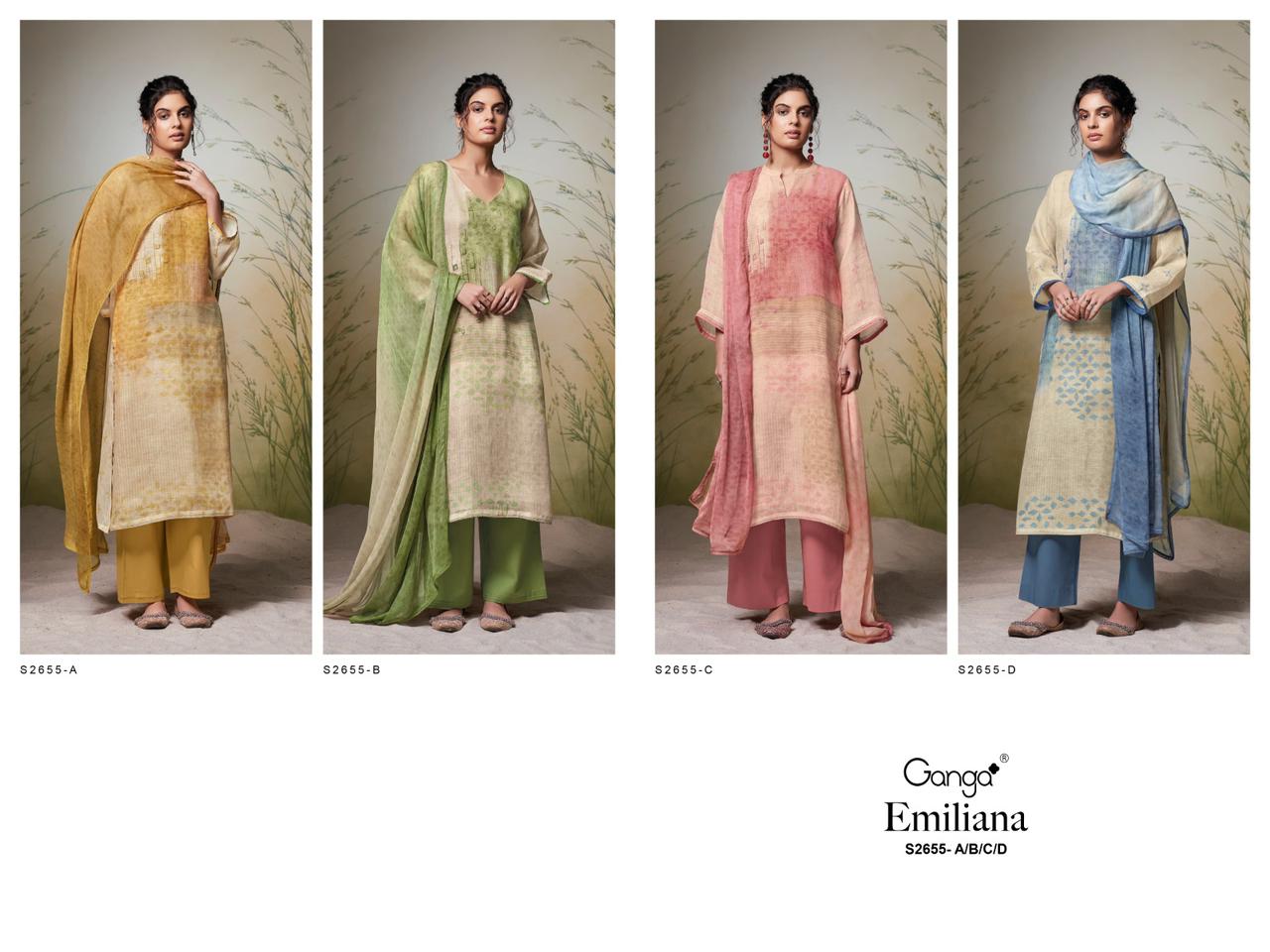 Emiliana 2655 Ganga Linen Plazzo Style Suits Exporter