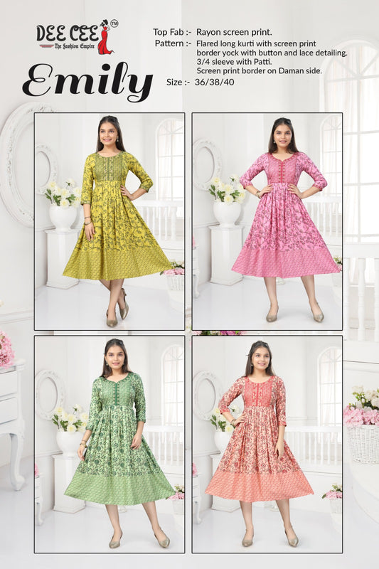 Emily Deecee Rayon Anarkali Kurtis Exporter India