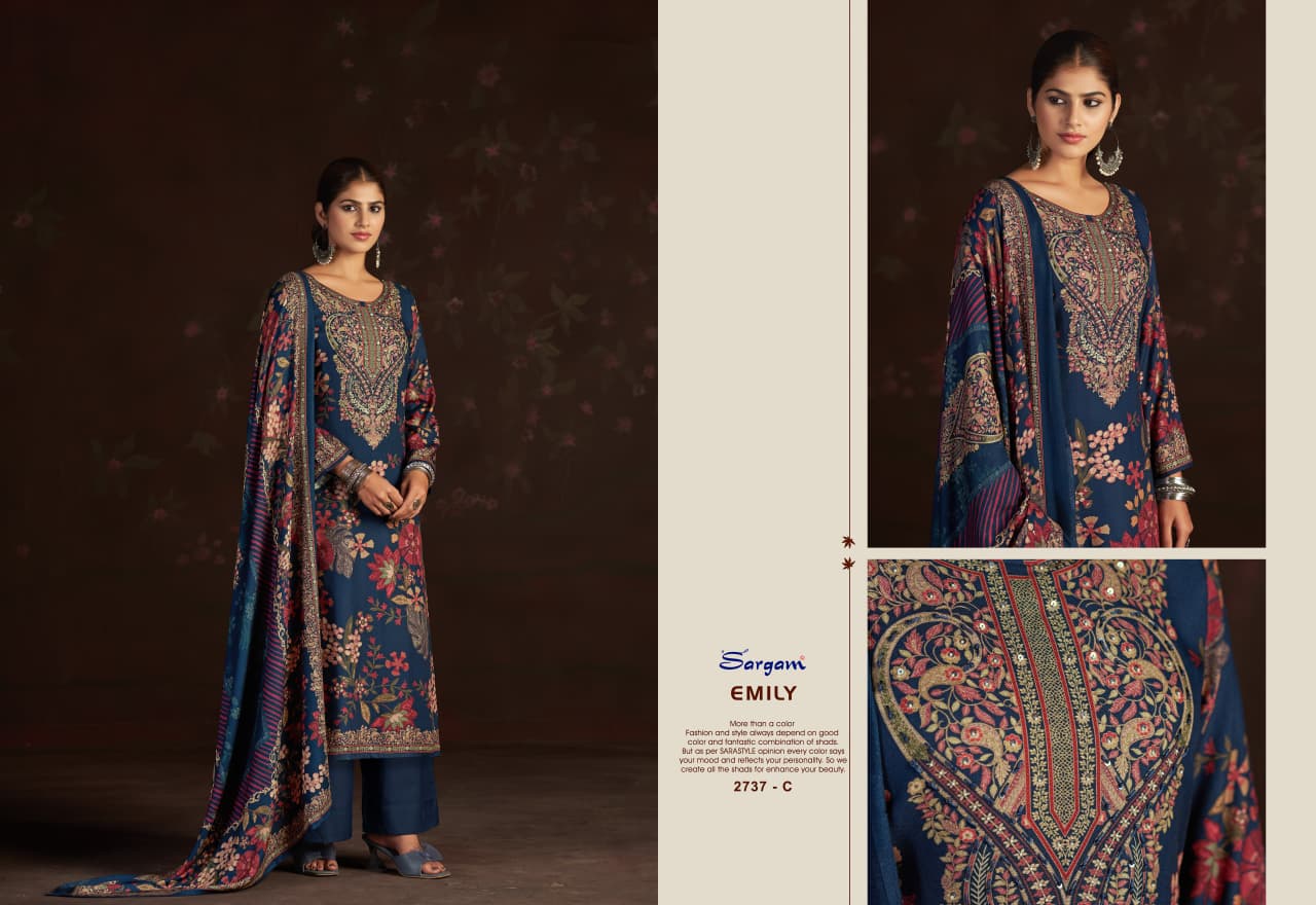 Emily Sargam Prints Pure Viscose Pashmina Suits Exporter Gujarat