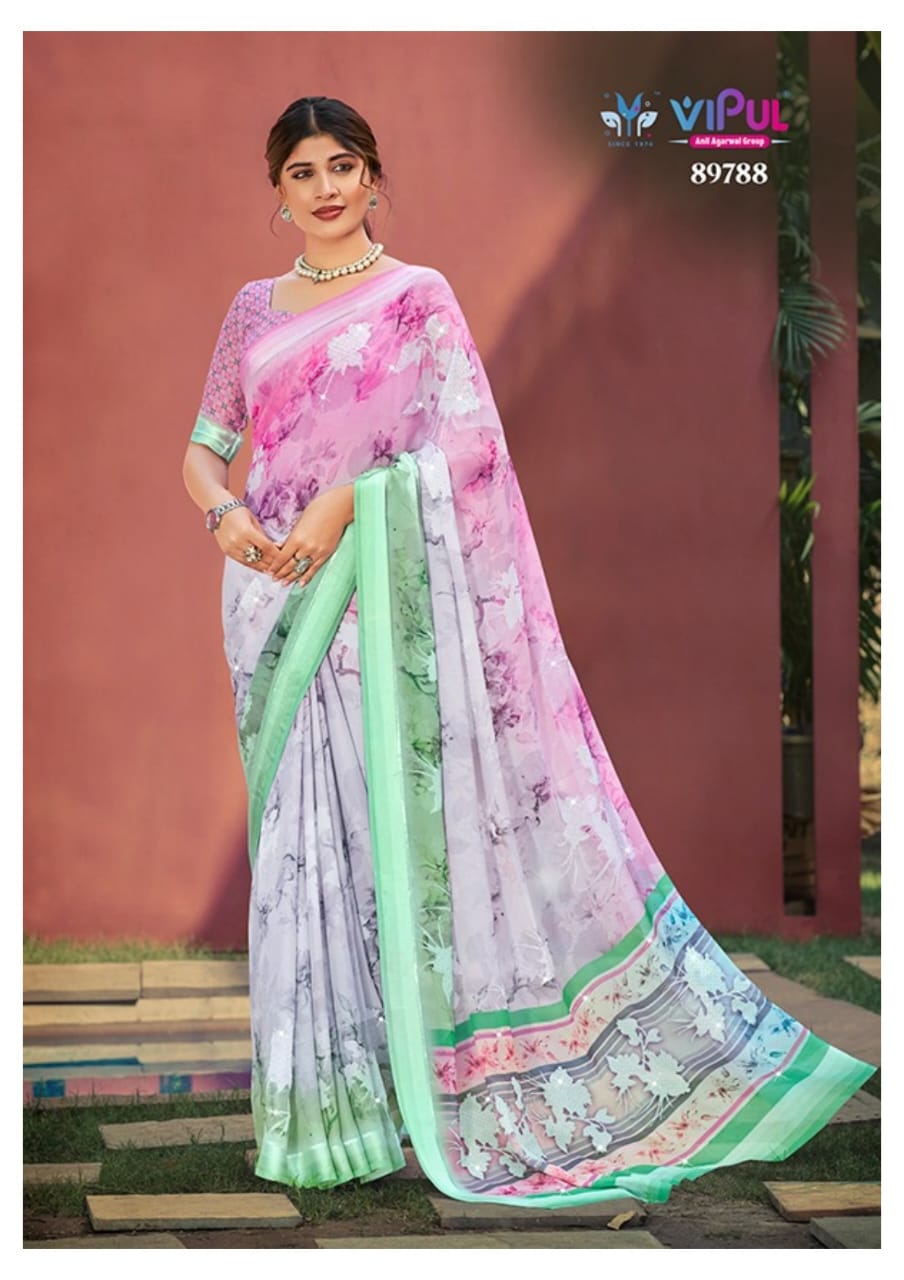 Emirah Vipul Dull Moss Sarees Manufacturer Ahmedabad