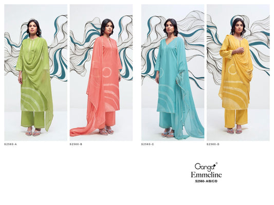Emmeline 2560 Ganga Premium Cotton Plazzo Style Suits Exporter Ahmedabad